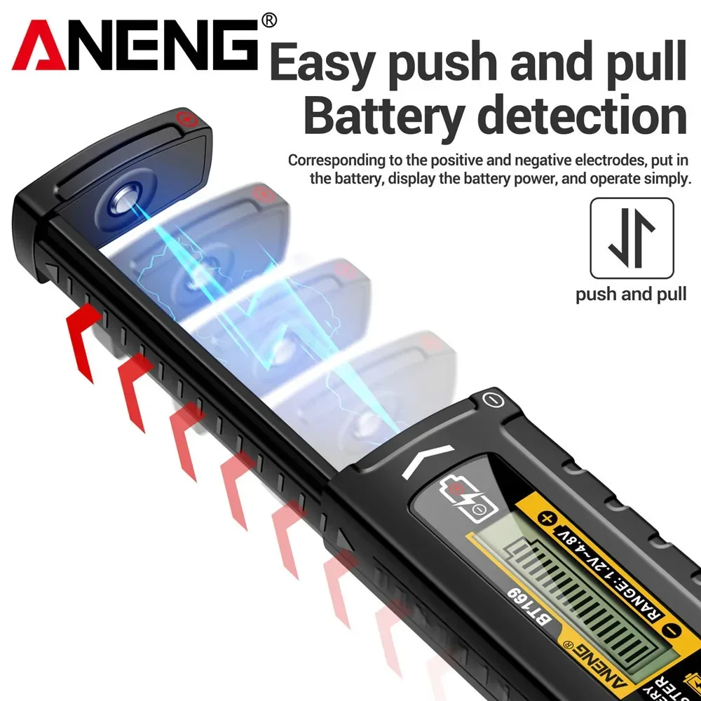 Probadores de batería digitales ANENG BT169 pantalla LCD indicador de nivel de batería automotriz 9V 1,5 V herramientas de prueba analizador de celda de botón - imagen 4