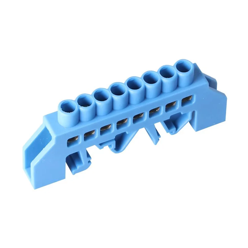 Terminal de carril tipo puente de cobre 4P/6P/8P/10P/12P, tornillos de línea cero azul, conexión de fila, tira de bloque de terminales eléctricos - imagen 4