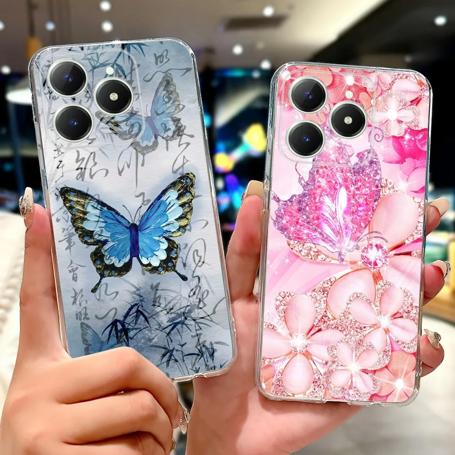 Para Realme Note 60 60X funda de lujo pintada con mariposa funda de teléfono suave y delgada para Realme Note 60X Note60 Note60X Fundas parachoques - imagen 2