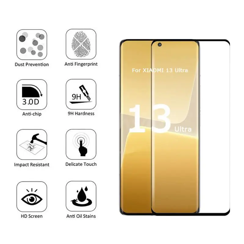Pantalla de Cristal curvada 3D para Xiaomi 13 Ultra, película protectora de lente, vidrio templado para Mi 13 Ultra Pro Lite 12 Pro - imagen 2