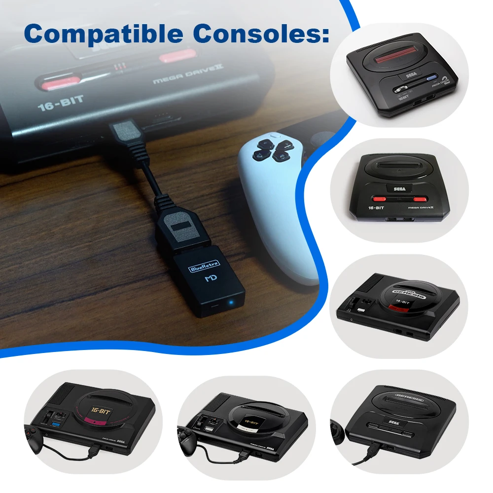 Adaptador de controlador inalámbrico RetroScaler Blueretro para consola de juegos MD1 MD2 Mega Drive Sega Genesis - imagen 4
