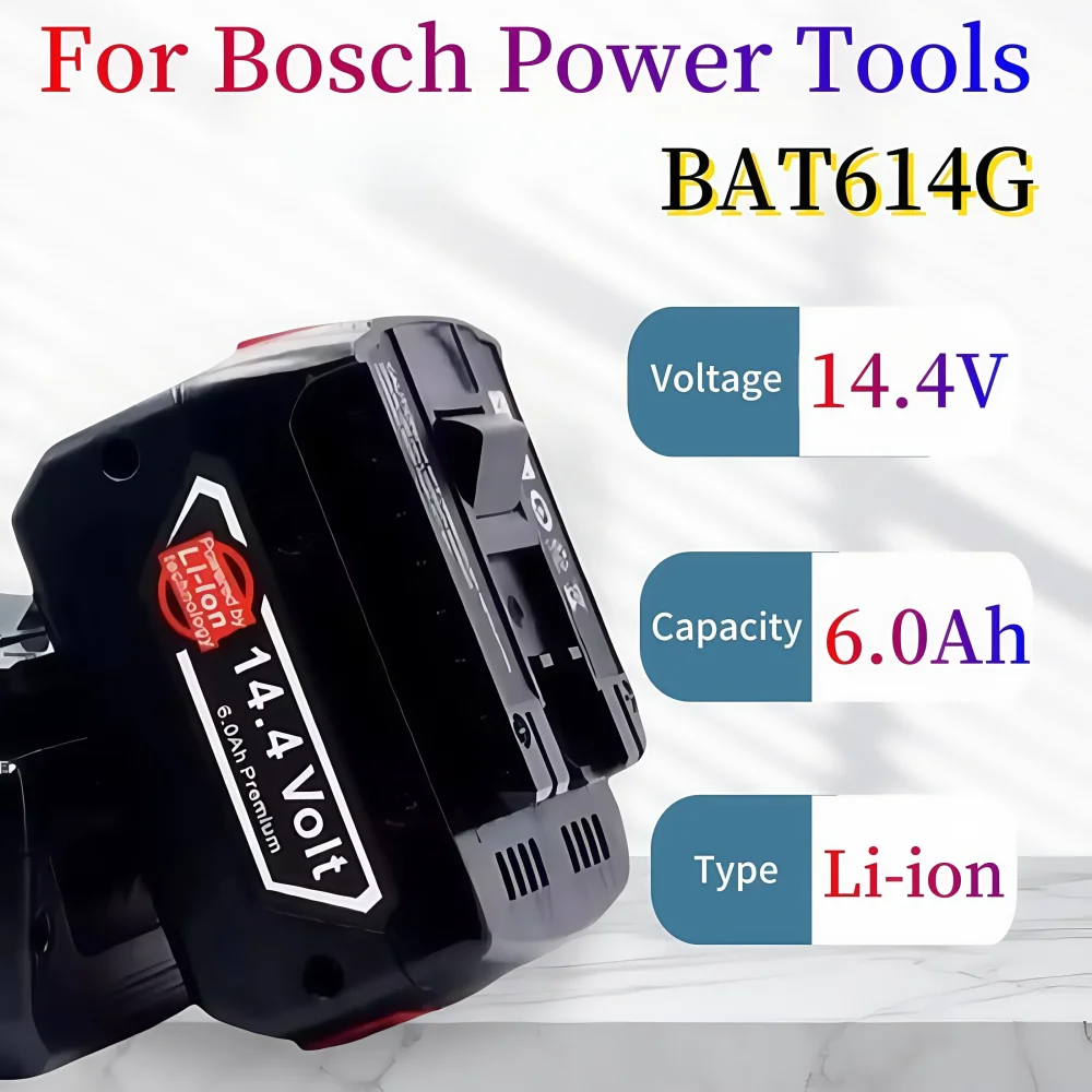 Batería de iones de litio de repuesto de 14,4 V y 6,0 Ah para herramientas eléctricas Bosch, compatible con GBH/GDR/GSR/DDS180 BAT614G