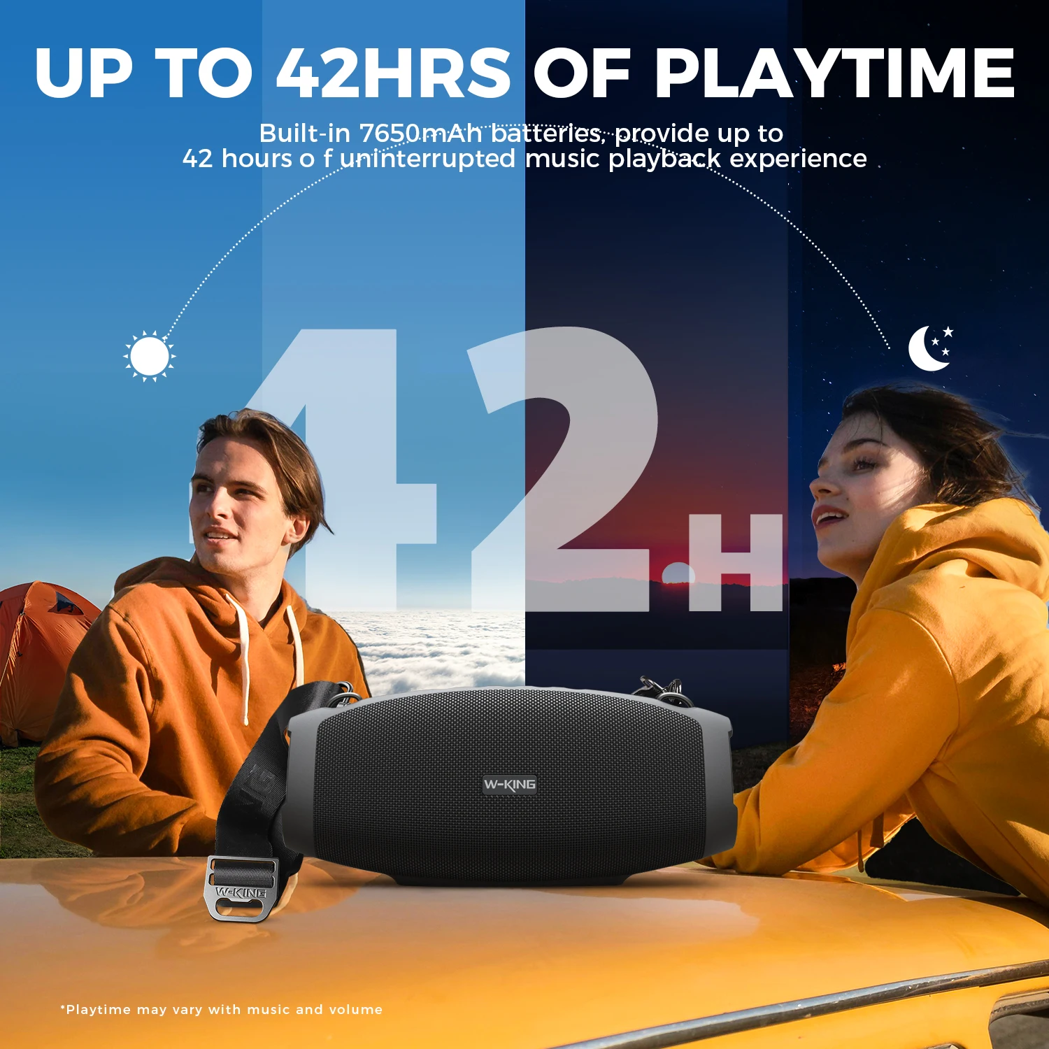 W-KING Altavoz Bluetooth portátil resistente al agua de 70W, subwoofer Boombox inalámbrico para exteriores, radiadores pasivos triples, graves profundos - imagen 4