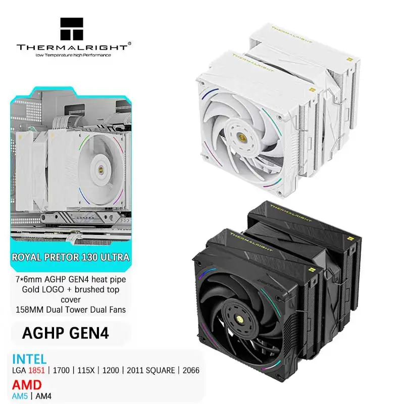 Thermalright ROYAL PRETOR 130 ULTRA 7 tubo de calor AGHP GEN4.0 tubo de calor de gravedad inversa CPU enfriador de aire compatible con LGA1851/1700 AM5/4
