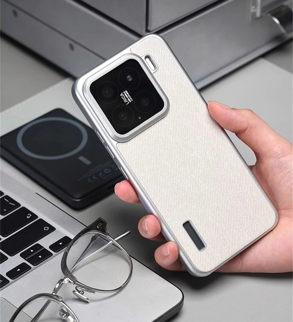 Funda rígida de PC mate de tela de lona ultrafina para Xiaomi Mi 15 Pro Mi 14, cubierta de teléfono hueca con logotipo de carga inalámbrica Ultra magnética - imagen 4