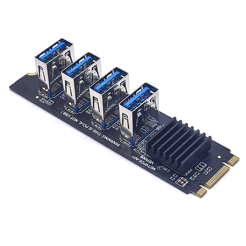 Tarjeta elevadora M.2 M2 NGFF NVME a PCIE PCI Express X16 1 a 4 USB 3,0, adaptador de concentrador multiplicador de ranura para minería de Bitcoin Antminer - imagen 4