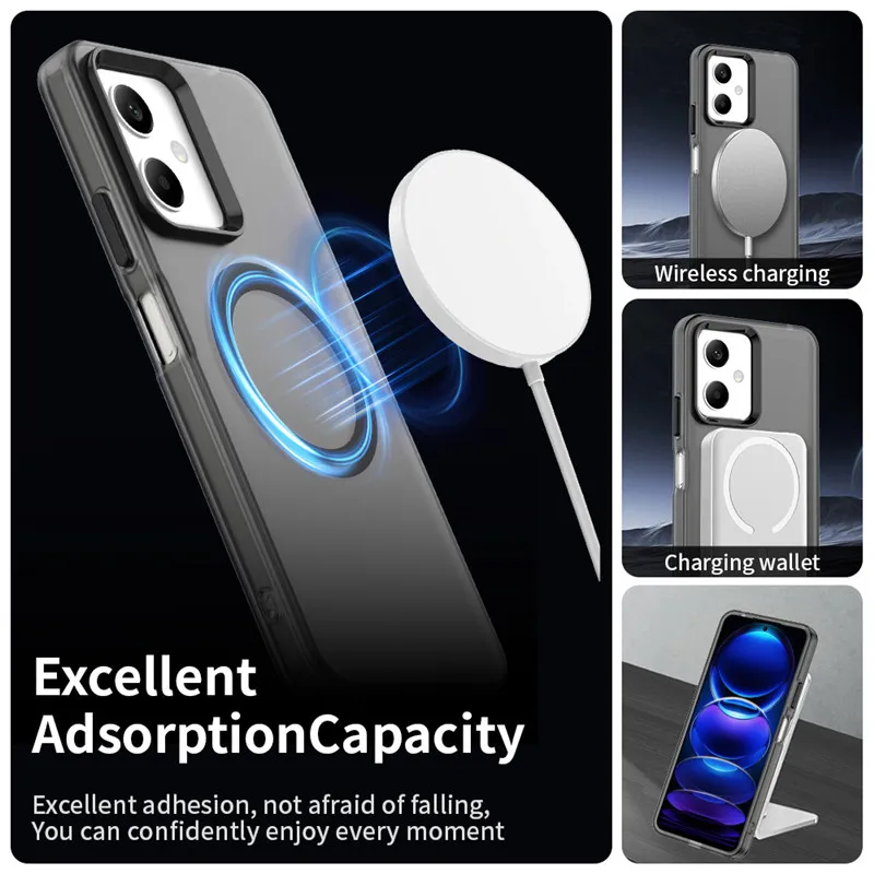 Para Poco X5 5G funda para Poco X5 X6 X7 Pro 5G cubierta translúcida Color caramelo mate magnético a prueba de golpes parachoques protector - imagen 4