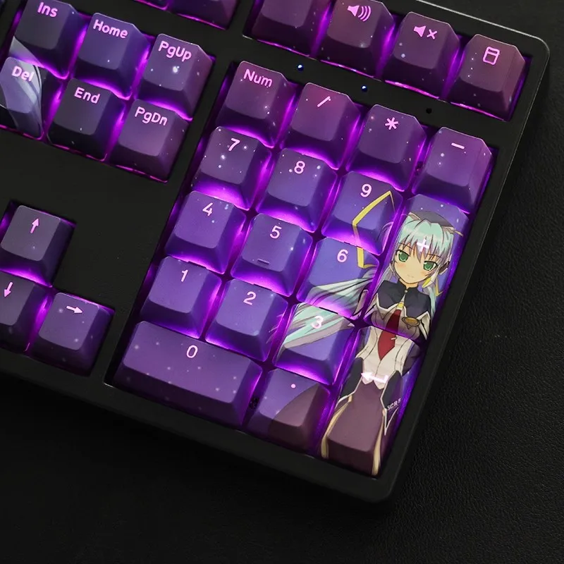 108 teclas/juego planetario Hoshino Yumemi Keycap PBT teclas retroiluminadas dibujos animados Anime Gaming Key Caps para ANSI 61 87 104 108 diseño - imagen 5