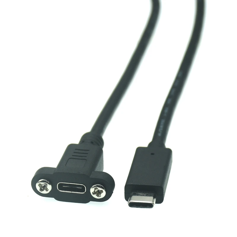 Cable de extensión macho a hembra, Conector de bloqueo de agujero de tornillo, espaciado de Cable de datos de carga de 18mm, 1M, 0,5 M, tipo C, USB-C - imagen 5