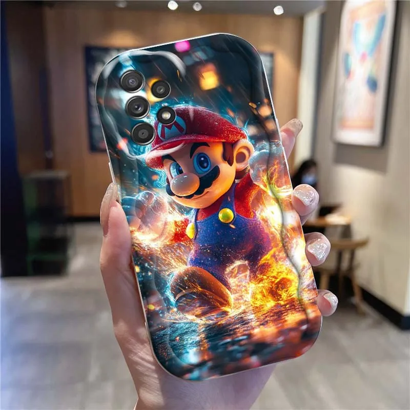 M-Marios funda de teléfono de arte Popular para Samsung A73 A72 A71 A56 A55 A54 A53 A52 A51 A32 A36 A26 A25 A13 A14 5G aceite ondulado - imagen 2