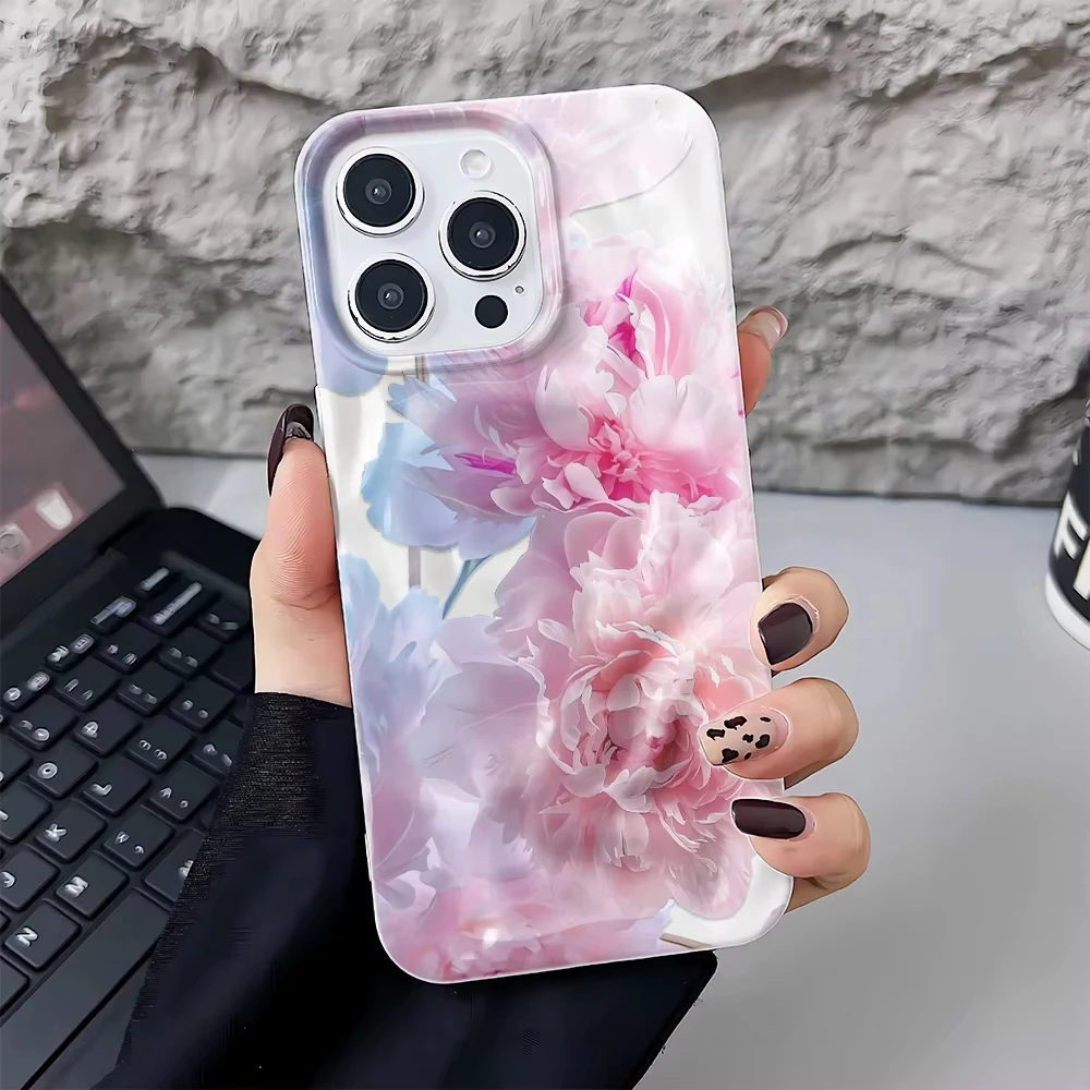 Funda de teléfono con diseño artístico de flores rosas para iPhone 17 Pro Max 16 15 14 Plus 13 12 11, funda de silicona suave a prueba de golpes - imagen 4