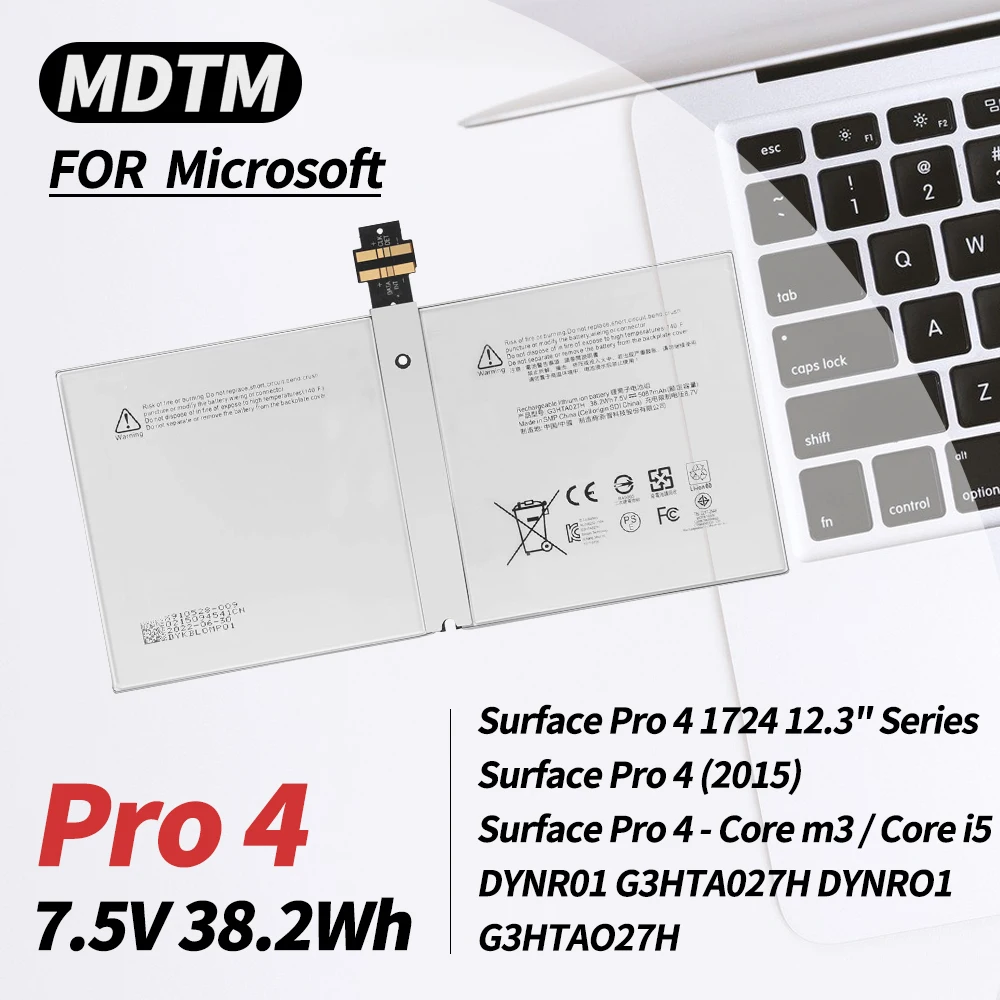 Batería G3HTA027H DYNR01 para ordenador portátil, para Microsoft Surface Pro 4 Pro4 1724 12,3 "Series Tablet DYNRO1 G3HTA026H 7,5 V 38.2Wh 5087mAh