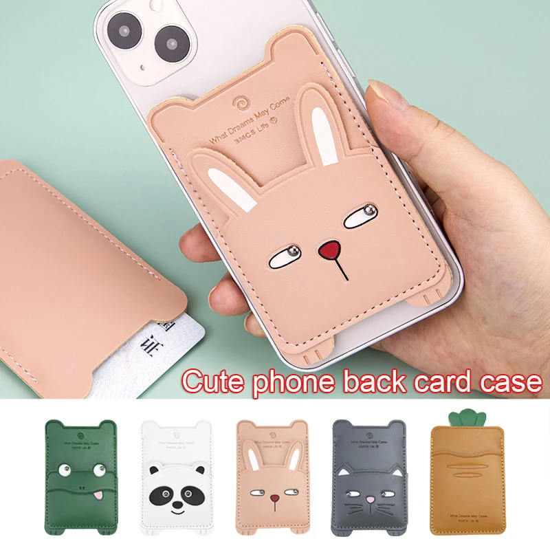 Funda trasera de dibujos animados para teléfono, bolsillo adhesivo para teléfono móvil, funda para billetera, soporte Universal para tarjetas de crédito/identificación