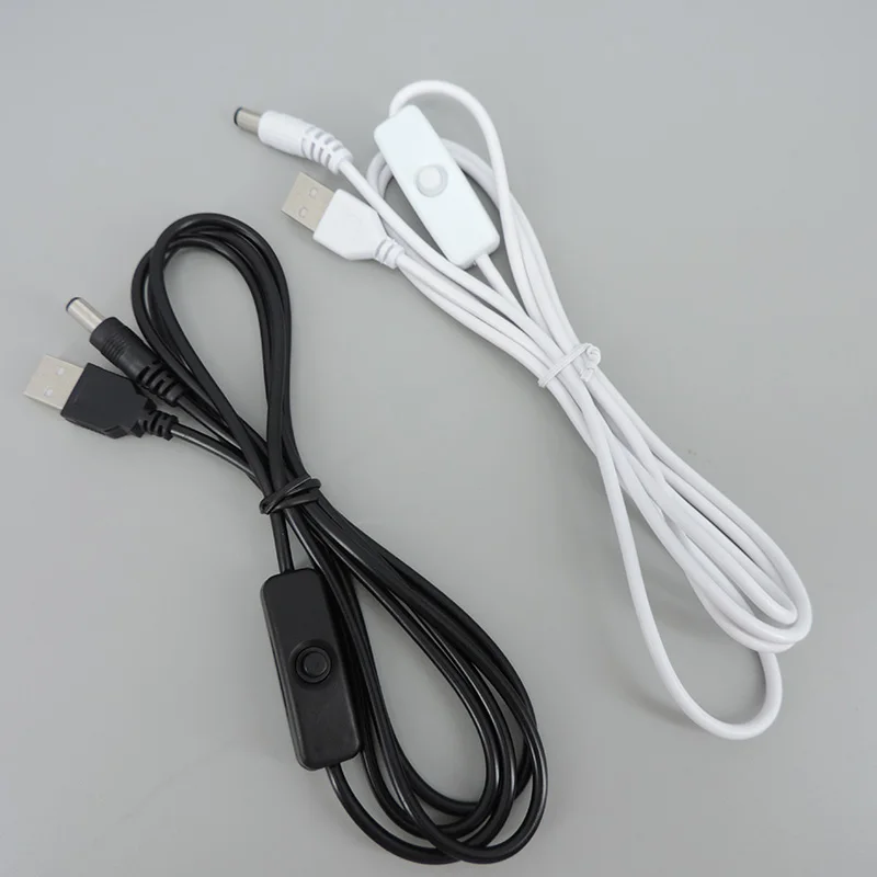 Cable de extensión macho USB de 5V CC a Cable macho de 5,5x2,1mm con botón de encendido/apagado Cable de interruptor fuente de alimentación carga 1,5 m - imagen 4