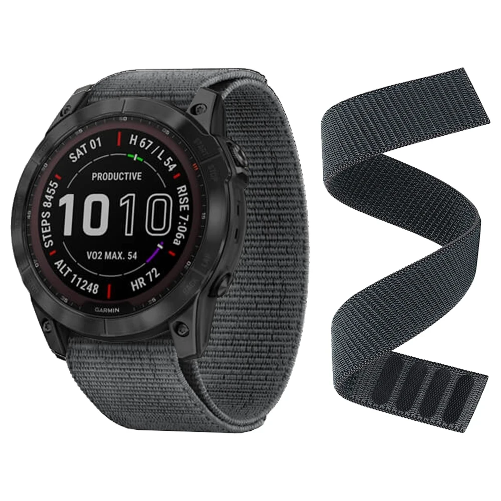 Correa de nailon para reloj Garmin Fenix 7 7X 6 6X Pro 5X 5 Plus Epix Gen2 Instinct 2, correa de secado rápido con gancho y bucle, 26 22mm