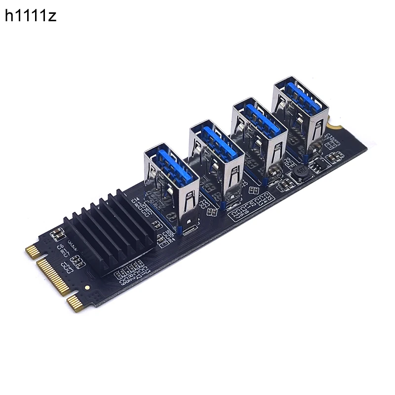 Tarjeta elevadora M.2 M2 NGFF NVME a PCIE PCI Express X16 1 a 4 USB 3,0, adaptador de concentrador multiplicador de ranura para minería de Bitcoin Antminer