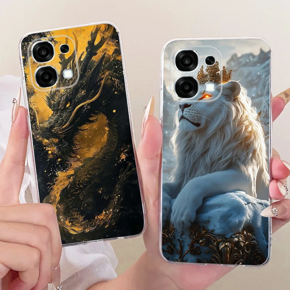 Para Oppo A6 Pro 5G funda CPH2781 lindo León Tigre dragón funda pintada de lujo funda de teléfono suave y delgada para Oppo A6 Pro A6Pro 4G Fundas - imagen 4