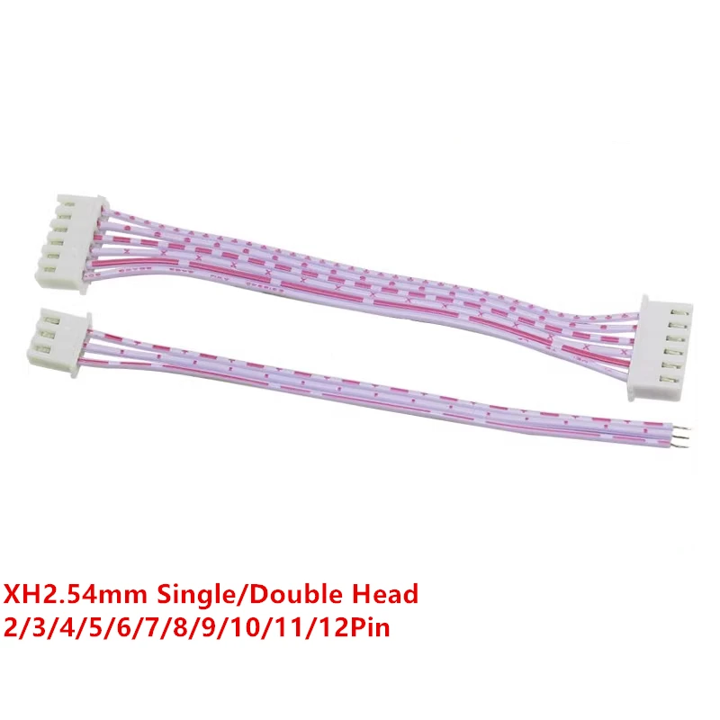Cable de Terminal de enchufe hembra, Conector de Cable JST de cabeza única/doble, línea roja y blanca, 10 piezas, XH2.54 XH, 2,54mm, 2/3/4/5/6/7/8/9/10/12 pines