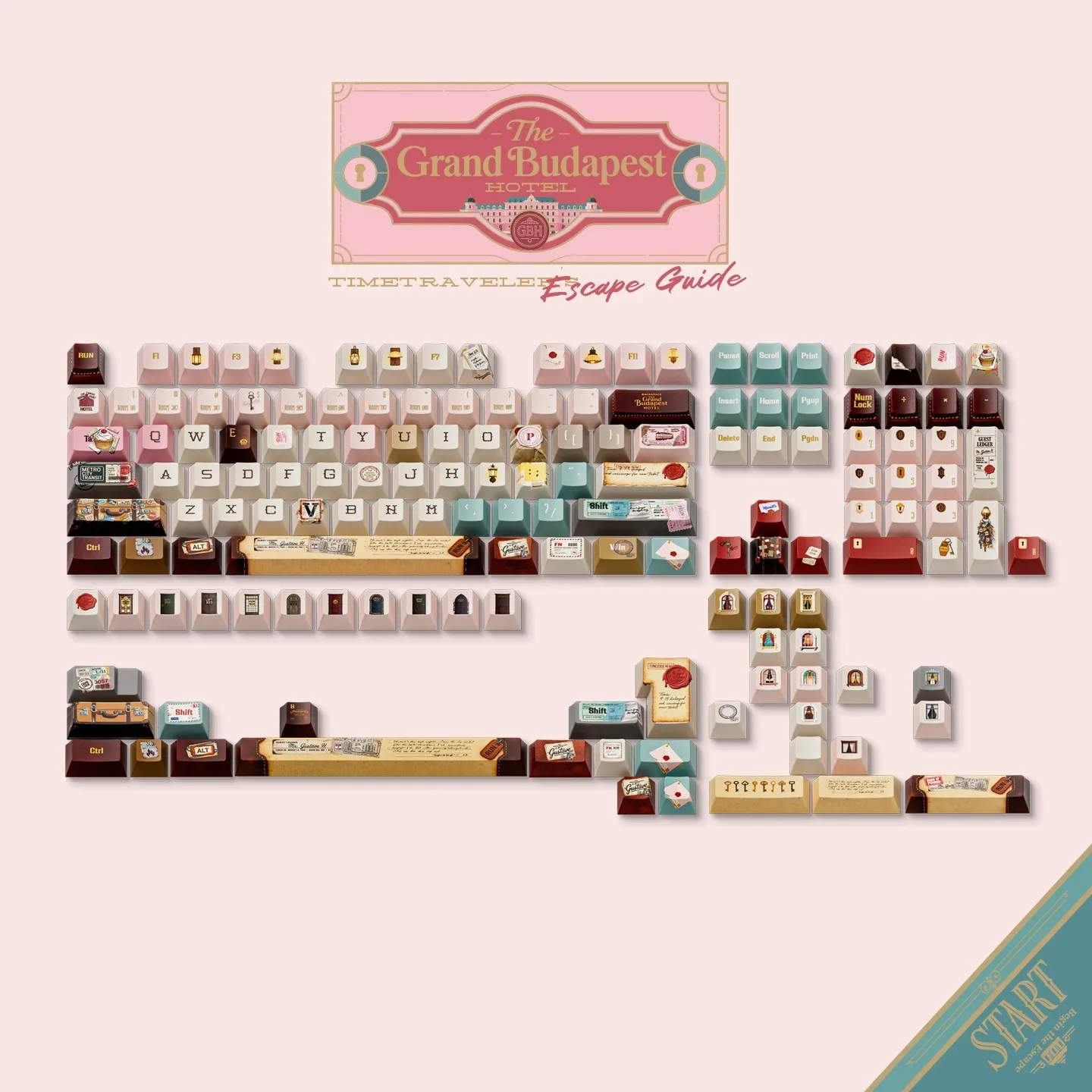 Teclas temáticas de juego de mesa Retro, color rosa, 153 teclas, tapa de teclado PBT, perfil de cereza, teclas para teclado mecánico, regalos, alfombrilla de ratón