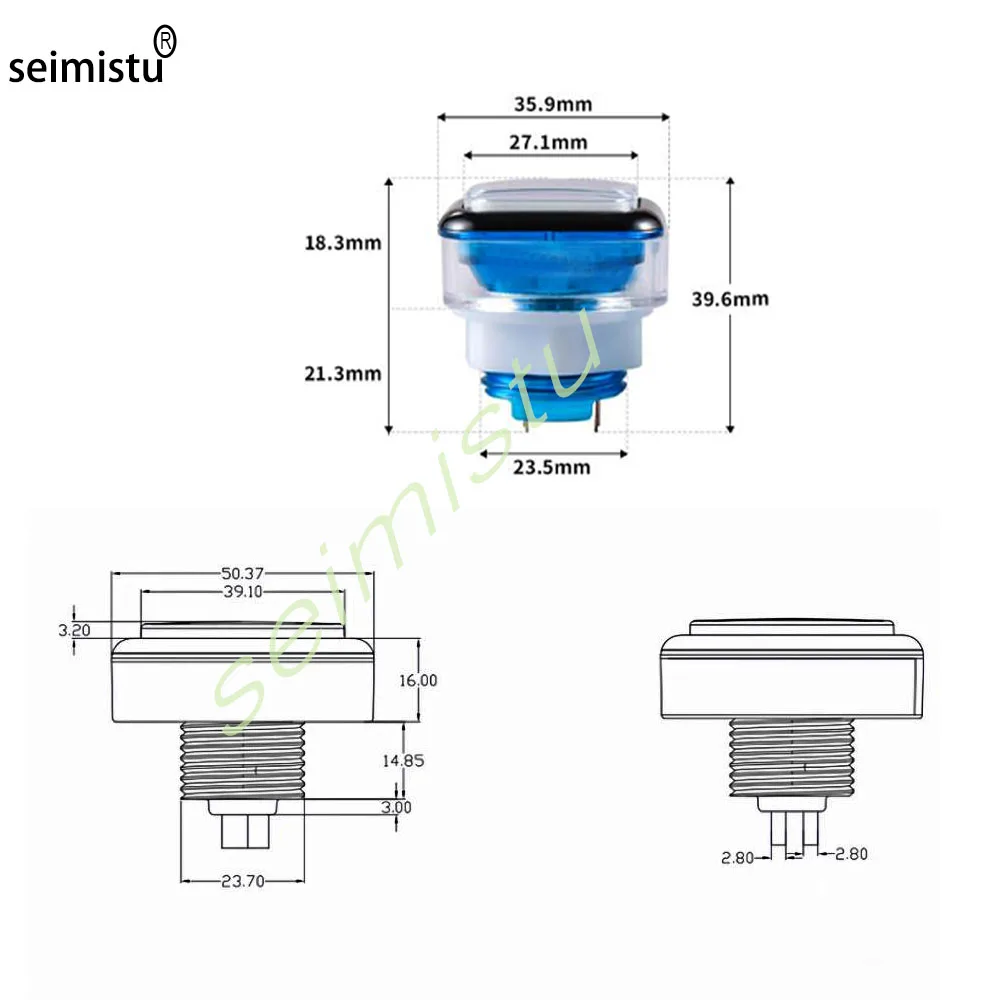 Botón arcade iluminado cuadrado LED de 50MM 35MM 5V/12V para máquinas de juegos recreativos, máquinas para muñecas, piezas de máquinas expendedoras - imagen 5
