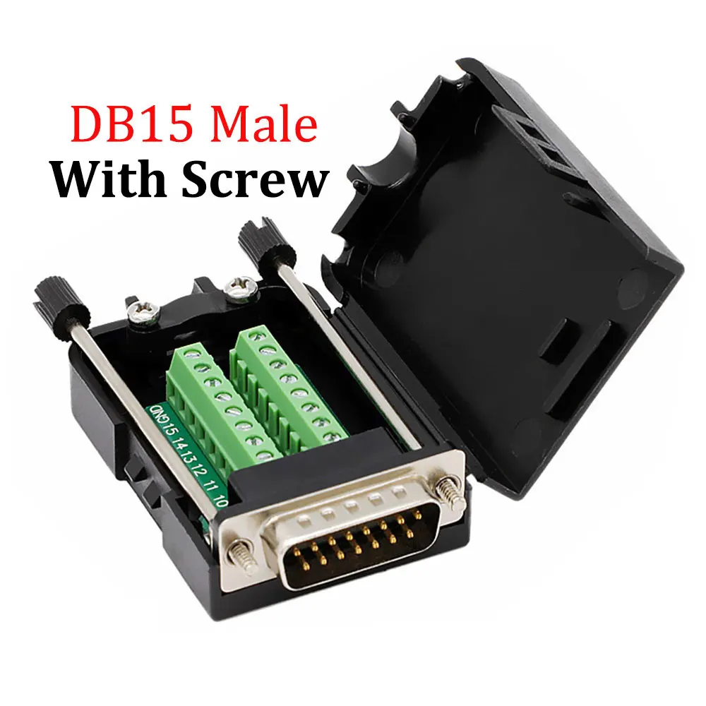 Conector macho hembra sin soldadura DB15, RS232, 2 filas, D-SUB, 15 pines - imagen 3