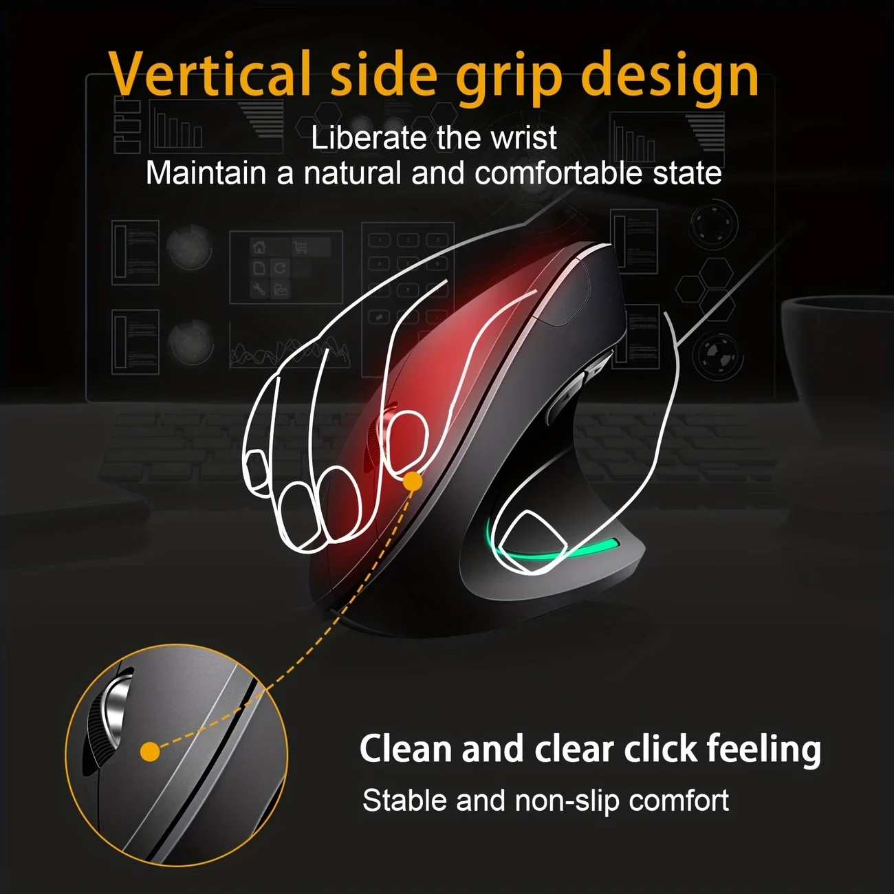 Ratón para juegos con cable RGB, ratón ergonómico para juegos, ratón Vertical para jugadores, 4 DPI ajustables, 6 botones para ordenador portátil, PC y escritorio - imagen 3