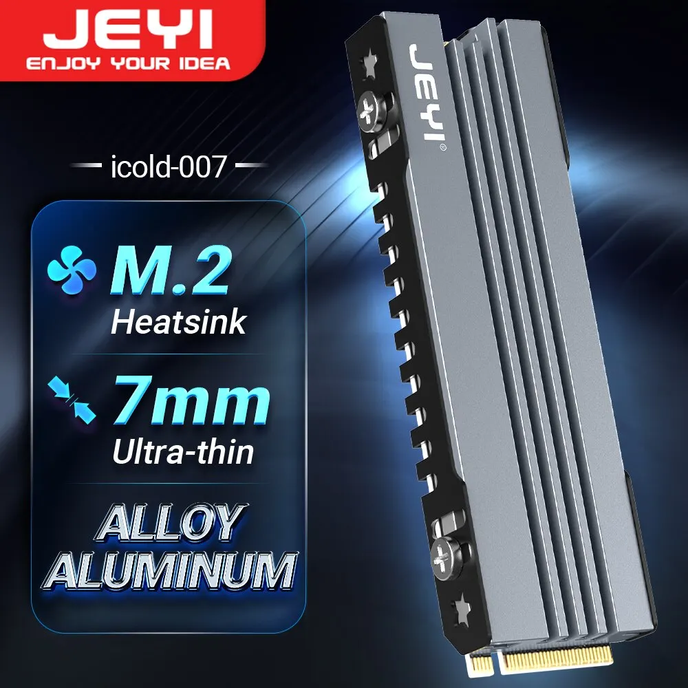 JEYI-disipador de calor M.2 SSD, radiador de refrigeración de SSD 2280 NVME NGFF, Enfriador de aluminio completo con almohadilla de silicona térmica para placa base/PS5