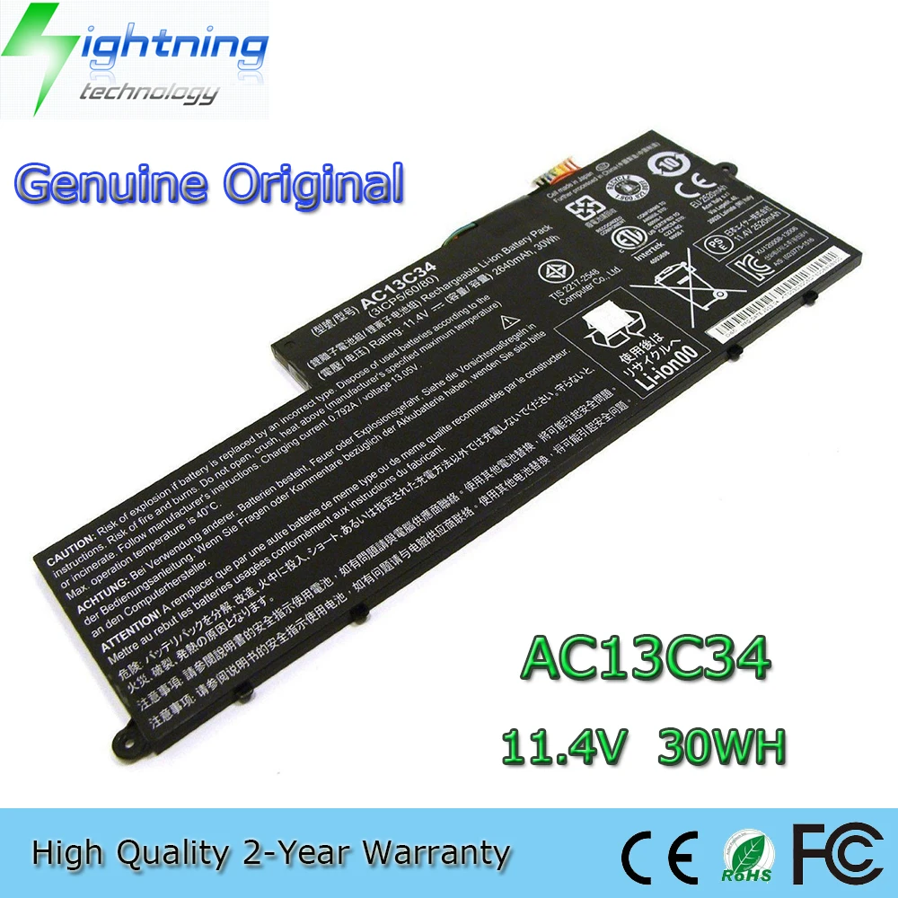 Nueva batería Original y genuina para ordenador portátil AC13C34 11,4 V 2640mAh para Acer Aspire V5-122P V5-132 E3-111 E3-112 ES1-111M