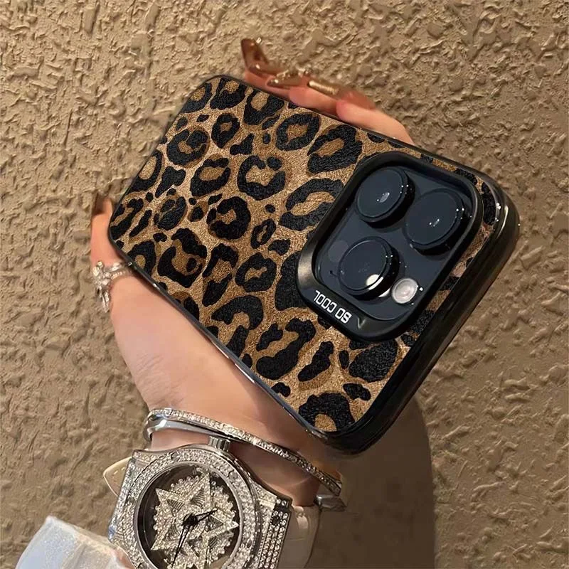 Funda de teléfono de leopardo marrón para iPhone 13 11 16 Pro Max 15 14 12 16promax 15promax 14promax Funda suave IMD Mate a prueba de golpes - imagen 5