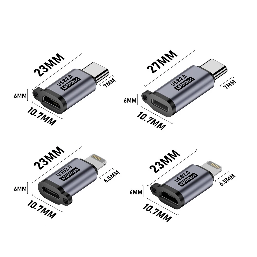 Adaptador de TYPE-C Micro USB Mini adaptador USB iluminación hembra a Micro Usb macho convertidor para teléfono tableta adaptador de carga de cámara - imagen 4