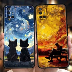 Funda de teléfono para OnePlus 13 12 11 10 9 Pro 9T 13R 12R 10R 9RT 10T 8T 8 Nord 2T CE 2 3 5G N200 N30 cubierta gato Van Gogh cielo estrellado