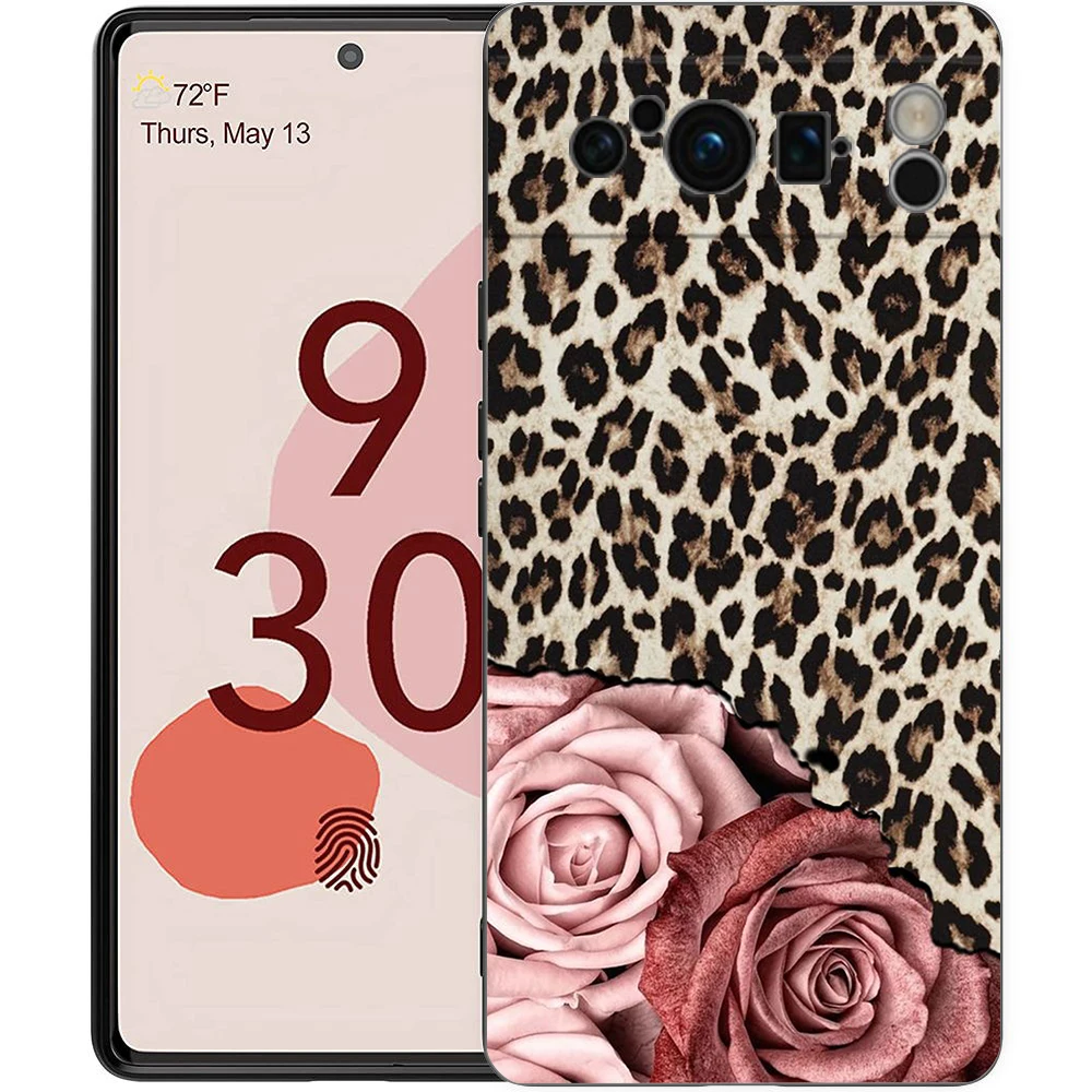 Funda de teléfono con estampado de leopardo y tigre para Google Pixel 8, 7, 6 Pro, 6A, 5G, negra, suave, a prueba de golpes, carcasa trasera de TPU - imagen 3