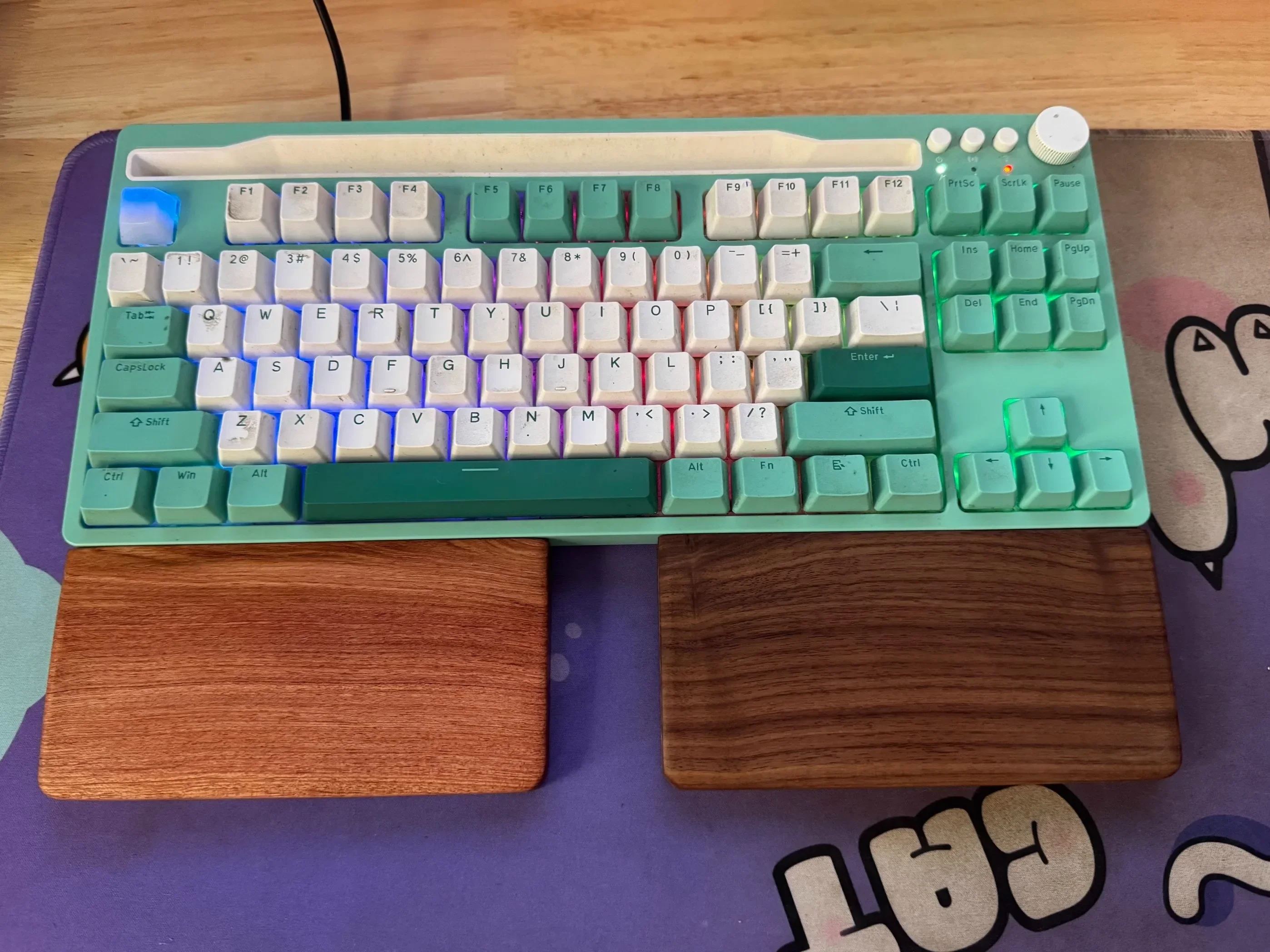 Reposamanos para teclado dividido, reposamuñecas de madera personalizado, palisandro de nogal, soporte de mano de madera maciza, teclado mecánico para Gamer Palm Stree - imagen 4