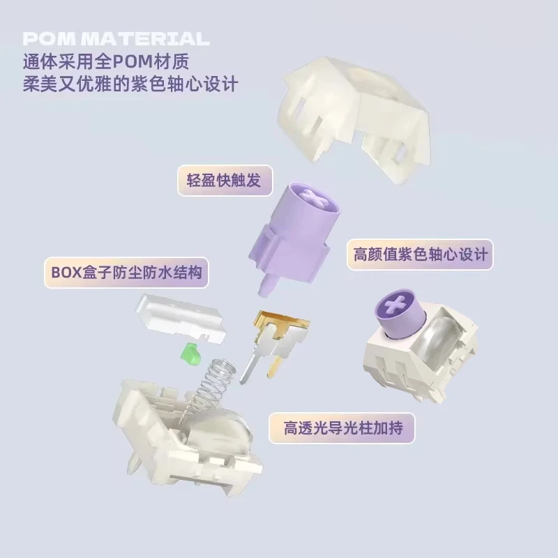 Kailh Box-interruptor de crema de hielo, interruptores de crema de hielo Taro, 5 pines, POM lineal, personalizado, para teclado mecánico, accesorios para juegos GMK67 - imagen 2