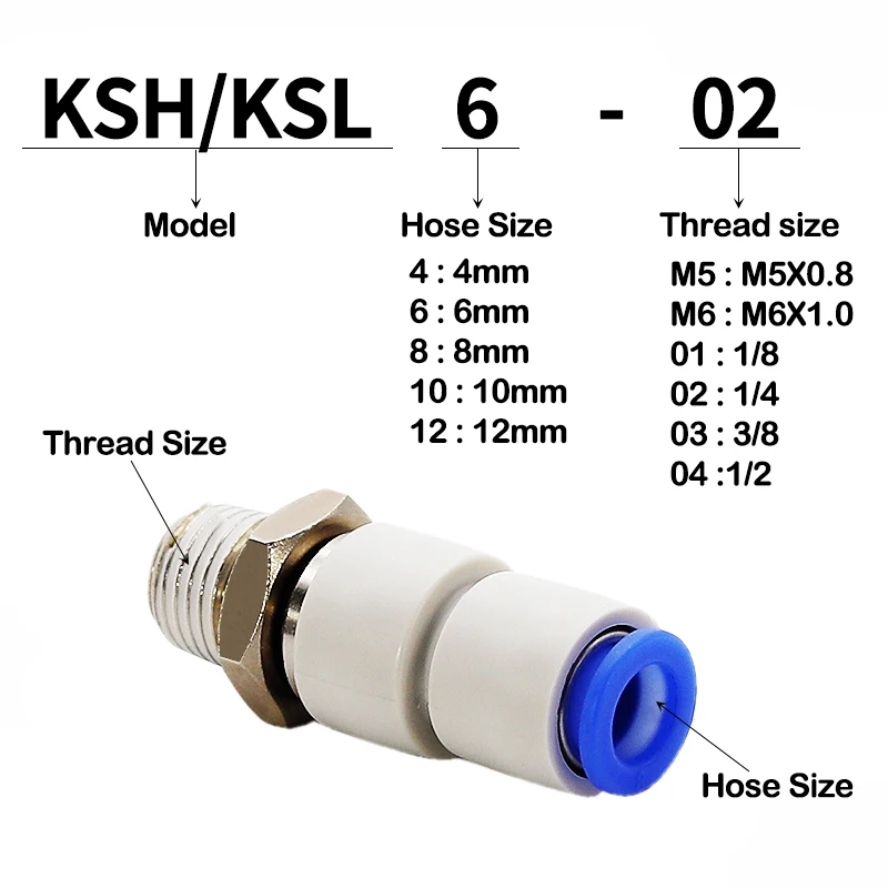 KSH KSL Accesorio neumático giratorio de alta velocidad M5 1/8" 1/4" 3/8" 1/2" Conector de aire rápido universal 360 grados 400r/min - imagen 3