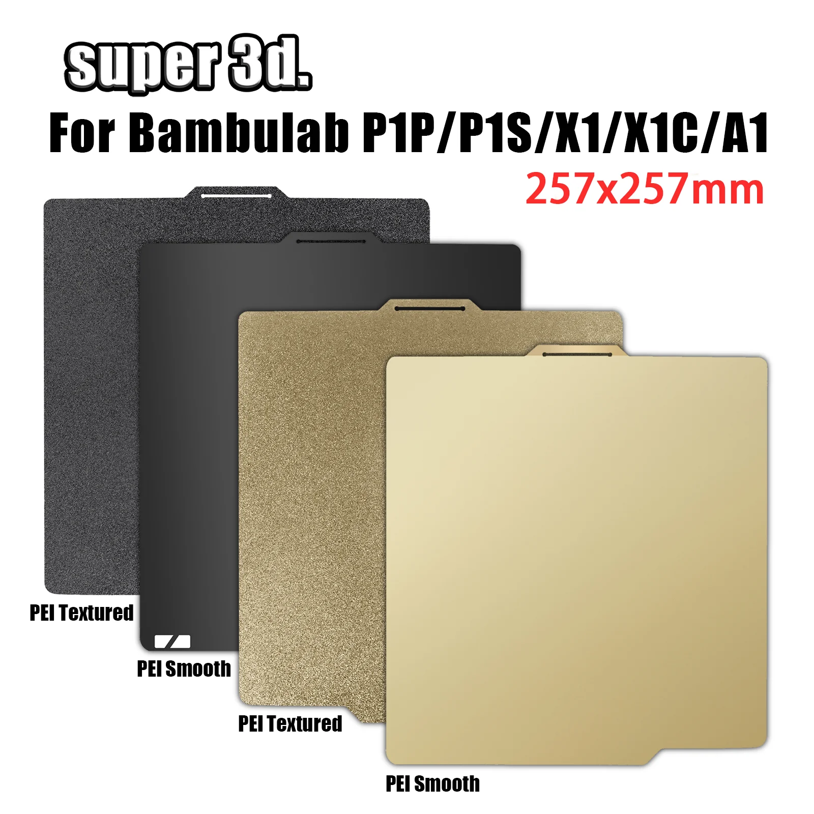 Placa de construcción Bambulab 257 PEI liso con textura PEI para Bambu lab A1 Bambulabs P2S P1s X1c placa resorte hoja de acero pieza de impresora 3D