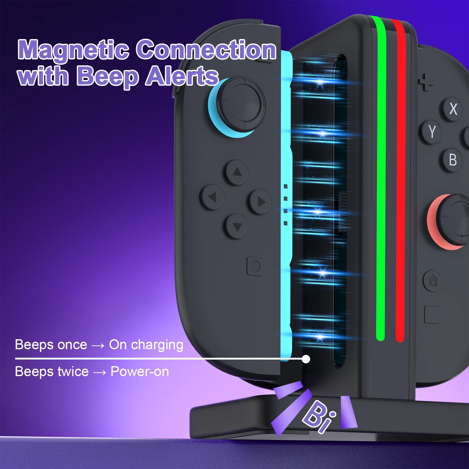 RGEEK 4 en 1 USB tipo C base de carga magnética para Nintendo Switch 2 JoyCon estación de carga rápida con indicador LED - imagen 3