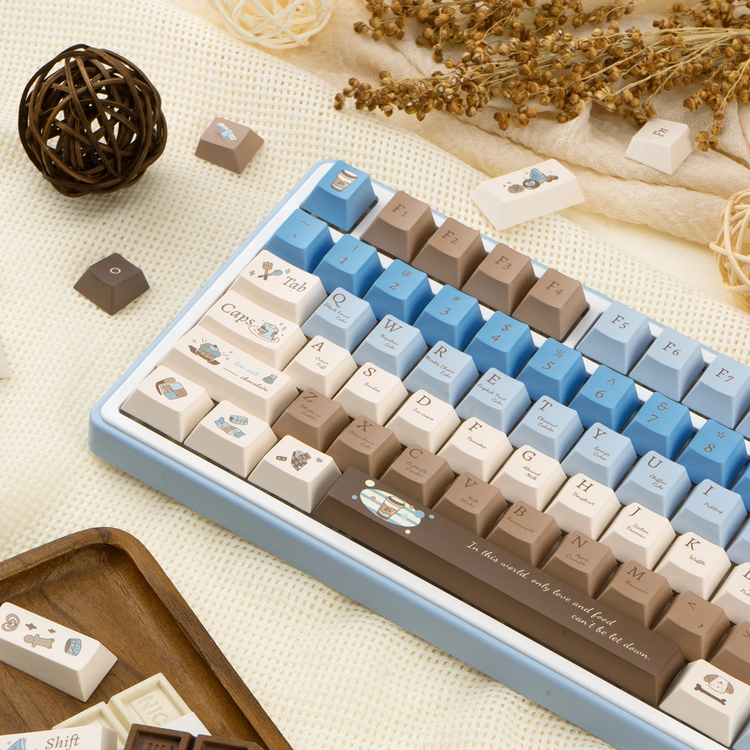 Juego de teclas con tema de Chocolate y sal marina, teclas PBT 145 Cherry FOA originales personalizadas hechas a mano para accesorios de teclado mecánico - imagen 2