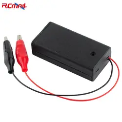 Caja de almacenamiento con soporte para pilas AA, 3V, 2 celdas, con interruptor de encendido/apagado, Clip de cocodrilo, Cable de 130mm