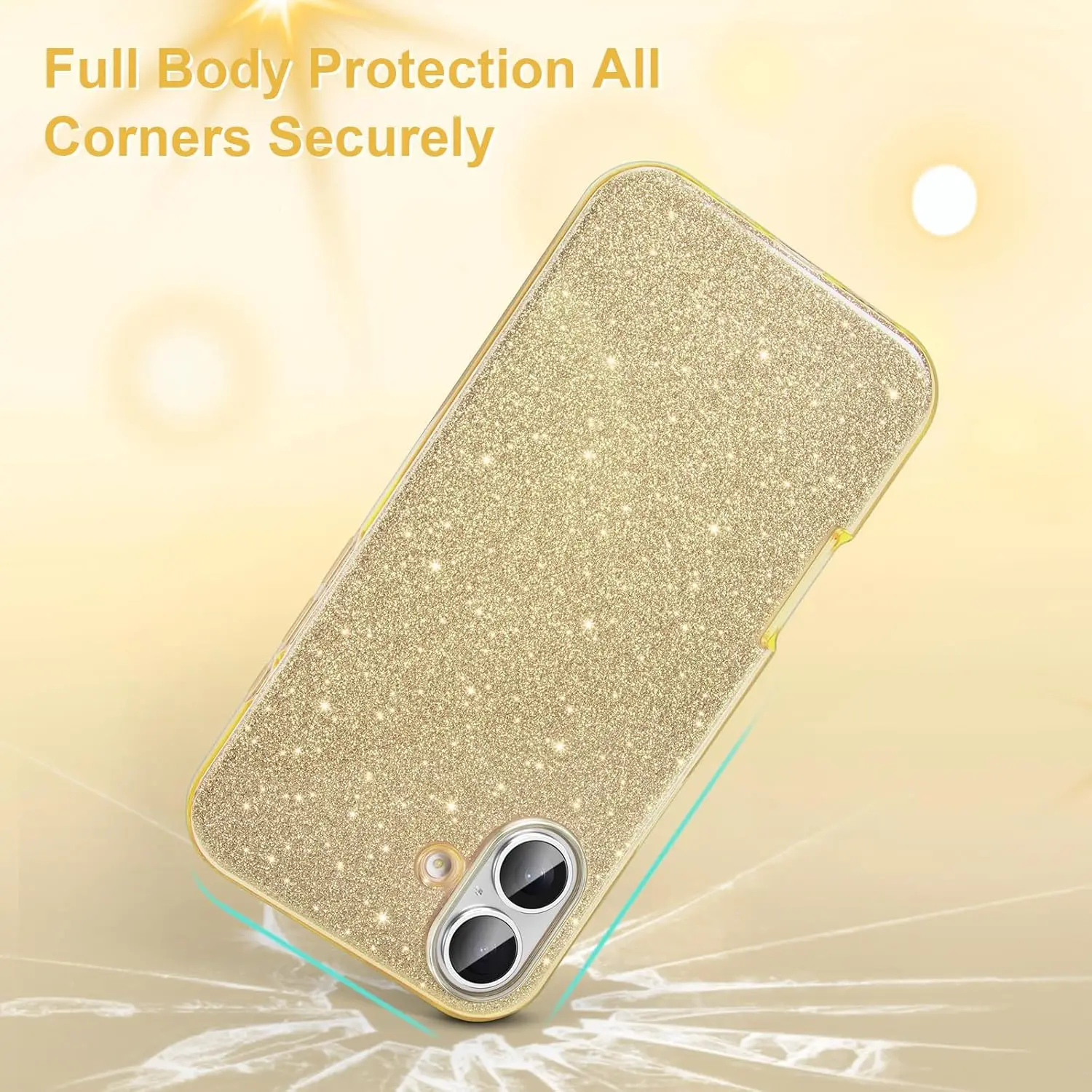 Funda ostentosa con purpurina dorada para iPhone 16 Pro Max 15 Plus 14 13 Mini 12 11 X XS XR SE 2022 2020 7 8 16Plus 6, accesorios de cubierta de teléfono - imagen 5