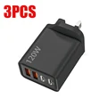 3Pcs UK Plug Black