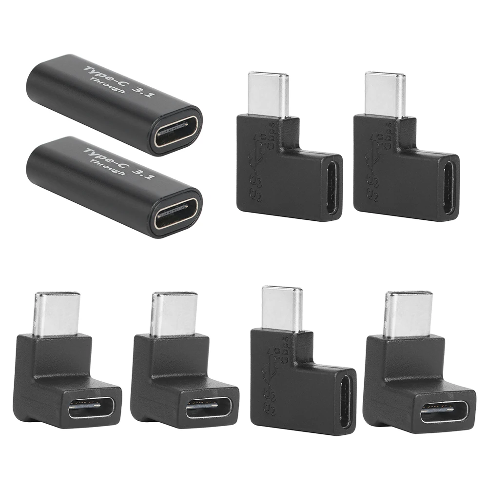 Adaptador USB tipo C de ángulo recto de 90 grados, 2 piezas, macho a hembra, hembra a hembra, adaptador de extensión en ángulo para tableta y portátil