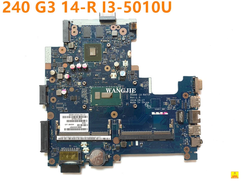 Para placa base HP 240 G3 14-R con gráfico + I3-5010U CPU AS046 LA-B971P placa base N15V-GM-S-A2 100% en funcionamiento