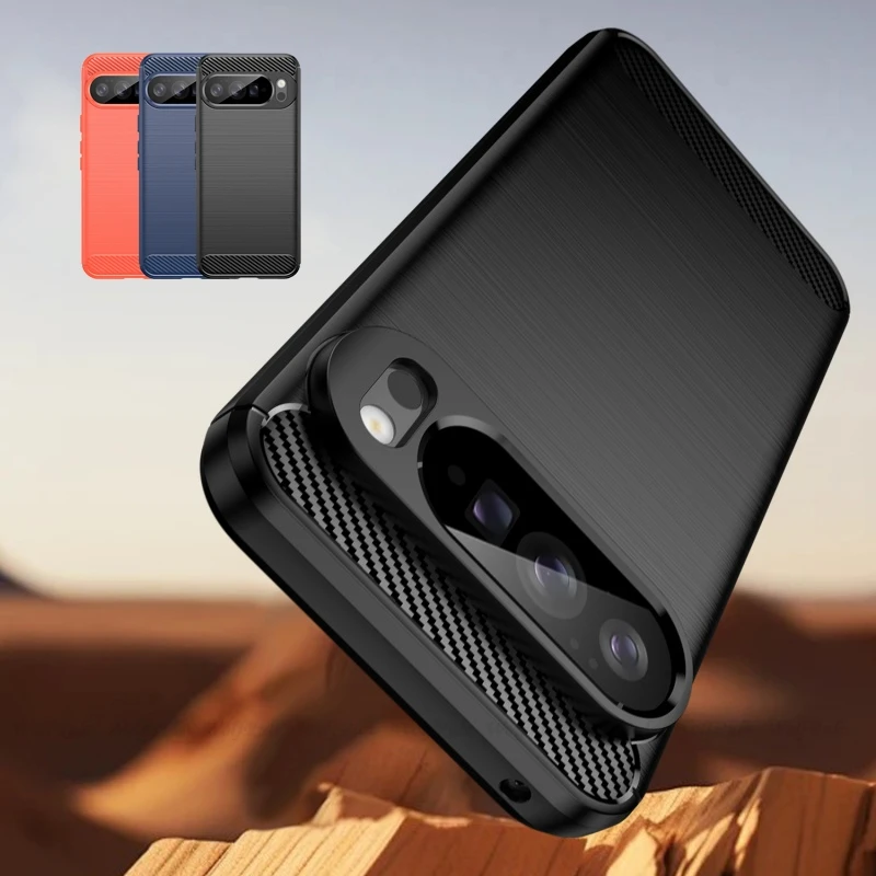 Para Google Pixel 10 Pro funda Google Pixel 10 Pro XL Capas parachoques a prueba de golpes suave TPU fibra de carbono Fundas Google Pixel 10