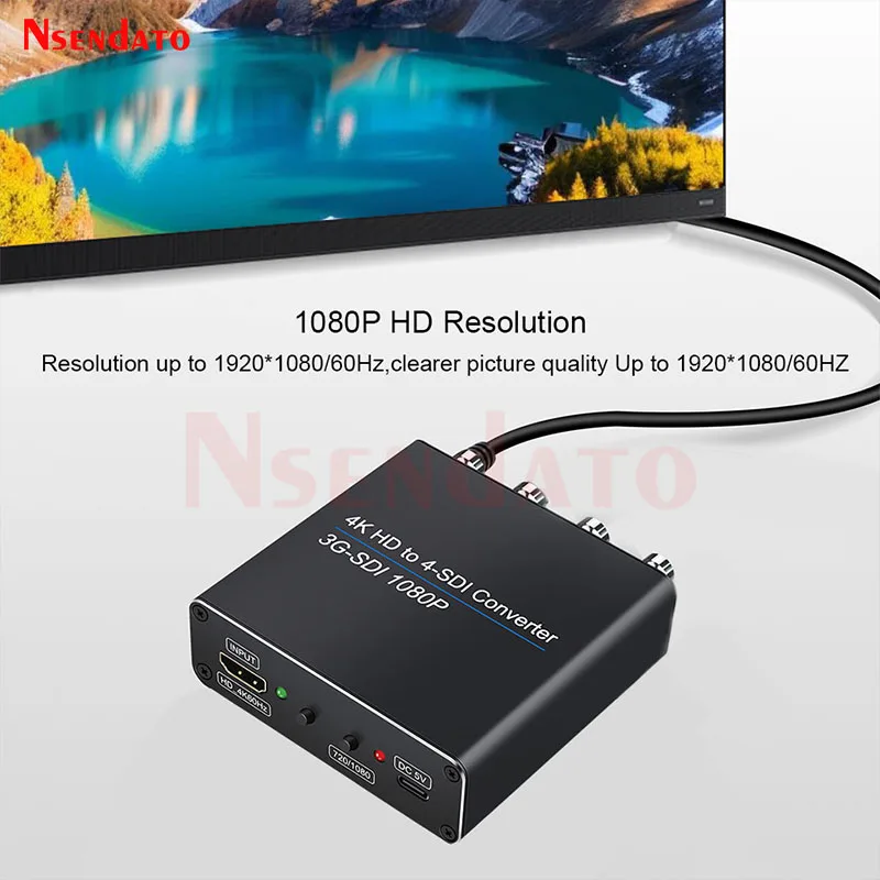Adaptador convertidor de Audio y vídeo 4K Compatible con HDMI a 4 canales SDI, extensor compatible con Full HD HD-SDI 3G-SDI para pantalla de PC, proyector HDTV - imagen 2