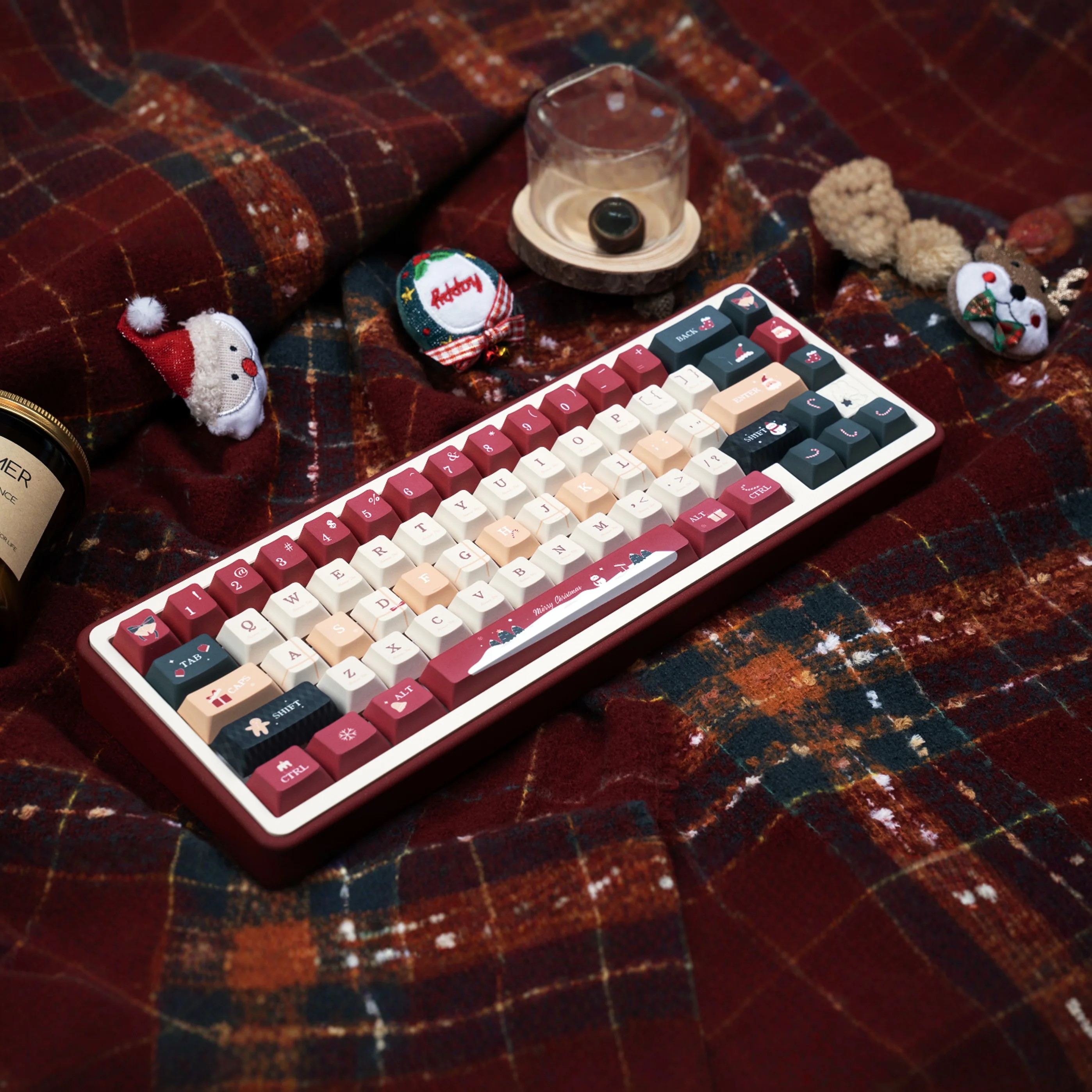 Juego de teclas con tema de Nochebuena, perfil de cereza PBT, teclas originales personalizadas hechas a mano para accesorios de teclado mecánico - imagen 3