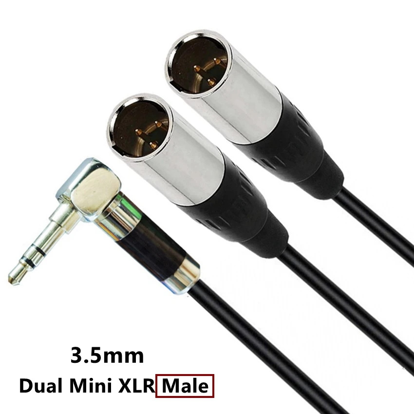 Doble Mini 3 pines XLR macho hembra a 3,5mm 1/8 "TRS macho enchufe 3,5 Mm Audio Y Cable 0,5 m 1,8 m para cámara SLR micrófono - imagen 3