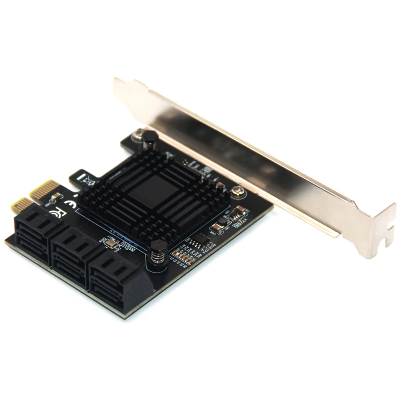 Tarjeta de expansión sin raid, adaptador SATA PCI-E de 6 puertos PCIe Gen3 X1, soporte de perfil bajo para controlador Chi a Mining de 6Gbps SATA3.0 III - imagen 5