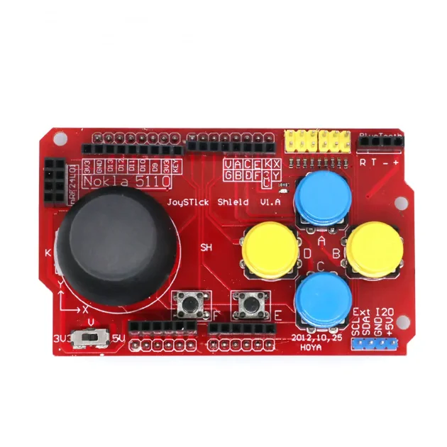 La placa de expansión del joystick para juegos JoyStick Shield emula el módulo de función de teclado y mouse