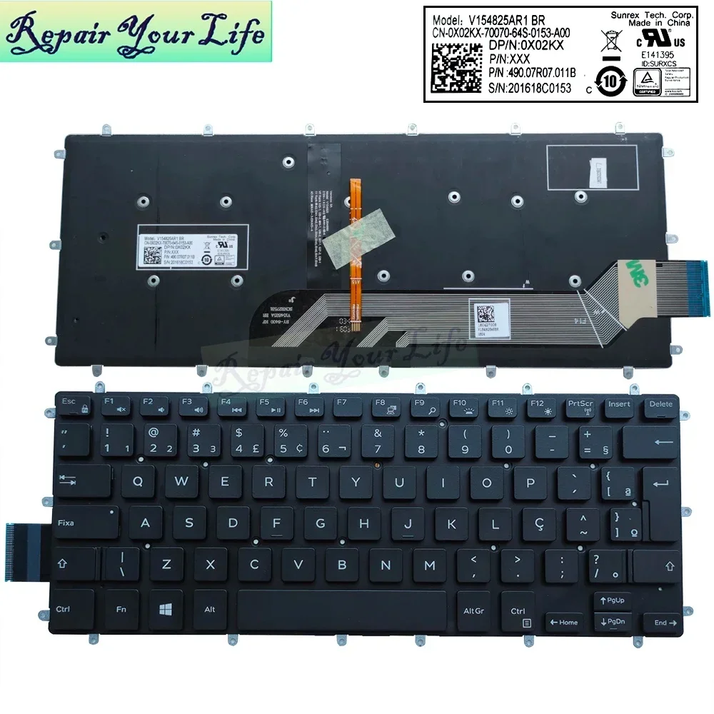 PT-BR Brasil teclado retroiluminado AZERTY francés para Dell 13-5379 5368 P69G Inspiron 13 5000 5578 7368 7378 0CP6P7 04H2XV X02KX CP6P7 - imagen 2